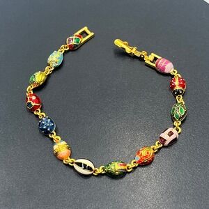 Joan Rivers Multcolor Gold Tone Petit Faberge Egg Ornate Enamel Bracelet